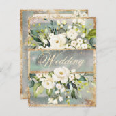 Blütengoldblütenhochzeit Einladungspostkarte (Vorne/Hinten)