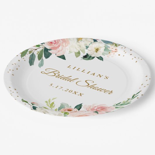 Blütengoldbrunch und Bläschen Pappteller (Schrägansicht)