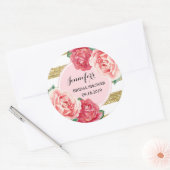 Blütengoldpink Brautparty Gefallen Tag Runder Aufkleber (Umschlag)