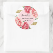 Blütengoldpink Brautparty Gefallen Tag Runder Aufkleber (Tasche)