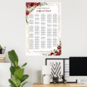 Blütengoldrahmen aus Burgund Alphabetisch Poster (Heimbüro)
