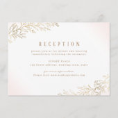 Blütengoldvergoldeter botanischer Hochzeitsempfang Begleitkarte (Vorderseite)