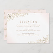 Blütengoldvergoldeter botanischer Hochzeitsempfang Begleitkarte (Vorne/Hinten)