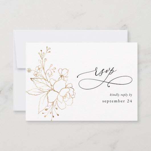 Blütengoldverkleidung auf Weißmehl UAWG 2 RSVP Karte (Vorderseite)