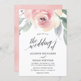 Blütengraue, blumenfarbene Hochzeit Einladung