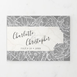 Blütengraues Dreifach in einer Hochzeit Dreifach Gefaltete Einladung