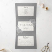 Blütengraues Dreifach in einer Hochzeit Dreifach Gefaltete Einladung (Innenseite)