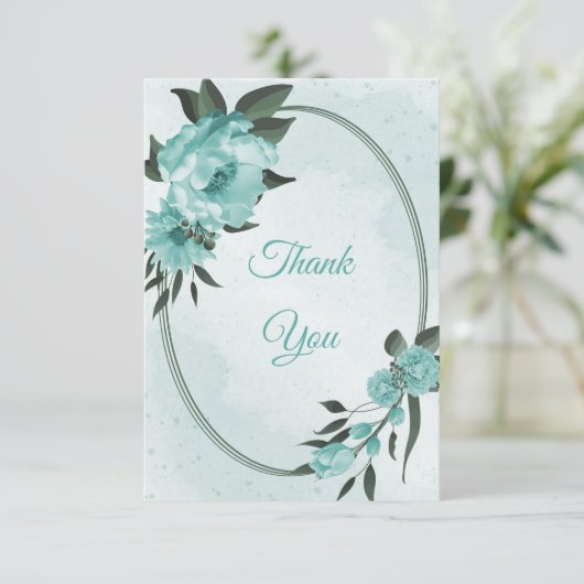 Blütengrün botanisch dankeskarte (Stehend Vorderseite)