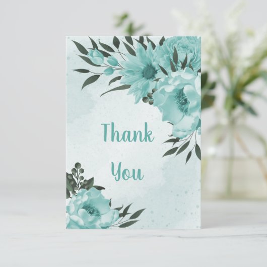 Blütengrün botanisch dankeskarte (Stehend Vorderseite)