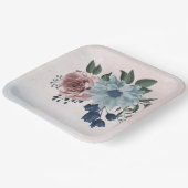 Blütengrün-Hochzeit in rosa staubblauer Marineblau Pappteller (Gewinkelt)