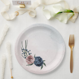 Blütengrün-Hochzeit in rosa staubblauer Marineblau Pappteller