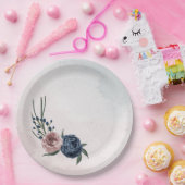 Blütengrün-Hochzeit in rosa staubblauer Marineblau Pappteller (Party)