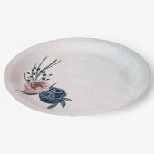 Blütengrün-Hochzeit in rosa staubblauer Marineblau Pappteller (Schrägansicht)