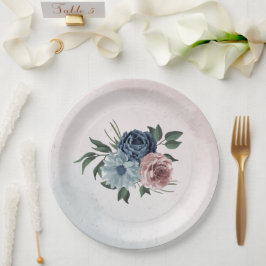 Blütengrün-Hochzeit in rosa staubblauer Marineblau Pappteller