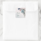 Blütengrün-Hochzeit in rosa staubblauer Marineblau Quadratischer Aufkleber (Tasche)