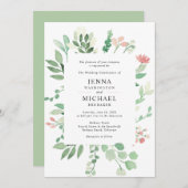 Blütengrün im Blütenrahmen Einladung (Vorne/Hinten)