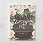 Blütengrün-Lichter, modern, süß 16 Einladung (Vorderseite)