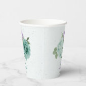 Blütengrün mit blauen violetten Blumen Pappbecher (Rechts)