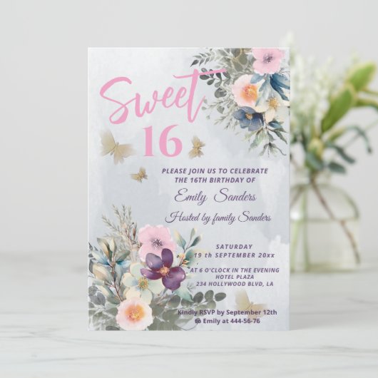 Blütengrün mit blühender Blüte Einladung (Stehend Vorderseite)