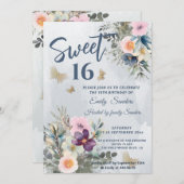 Blütengrün mit blühender Blüte Einladung (Vorne/Hinten)