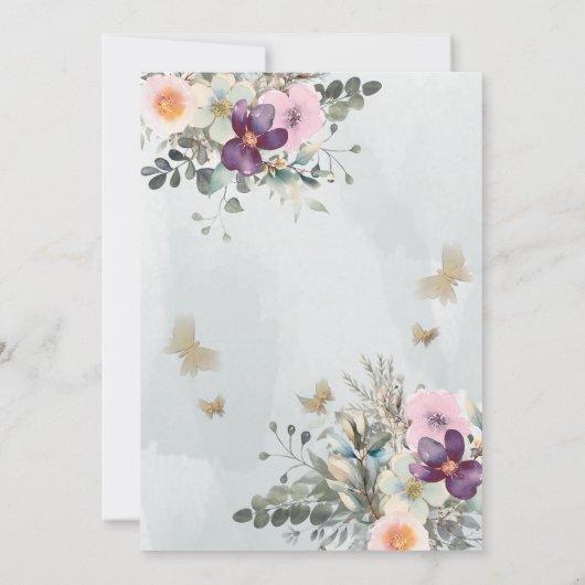 Blütengrün mit blühender Blüte Einladung (Rückseite)