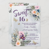 Blütengrün mit blühender Blüte Einladung (Vorne/Hinten)