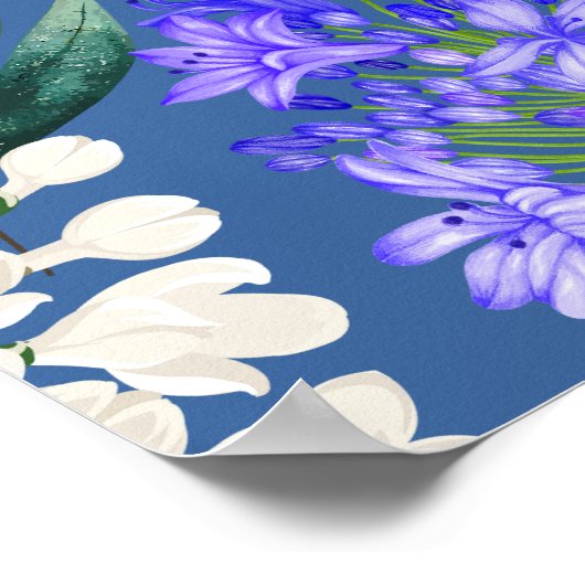 Blütengrün mit botanischem Blattwerk Poster (Ecke)