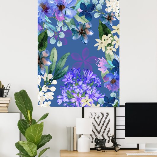 Blütengrün mit botanischem Blattwerk Poster (Heimbüro)