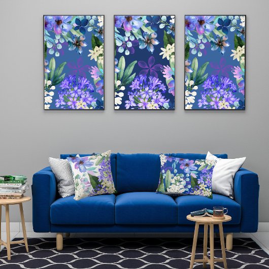 Blütengrün mit botanischem Blattwerk Poster