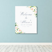 Blütengrün Rosa Brautparty Begrüßungszeichen Leinwanddruck (Insitu (Holzboden))