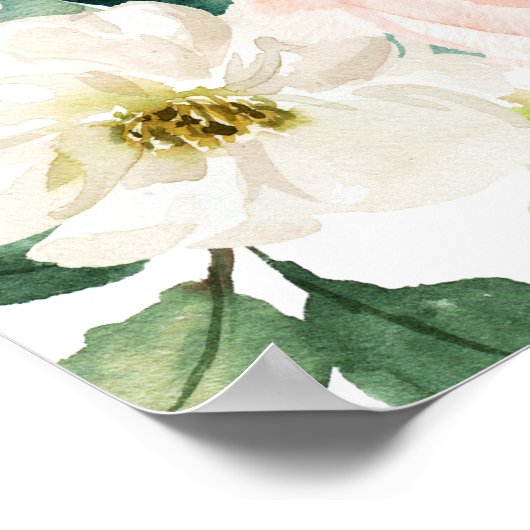 Blütengrün Rosa Brautparty Begrüßungszeichen Poster (Ecke)