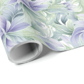 Blütengrün und violett, weiche Blätter Geschenkpapier (Rolleneckpunkt)
