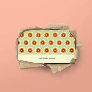 Blütengrüner Senf Gelb Retro-Blume Visitenkarte