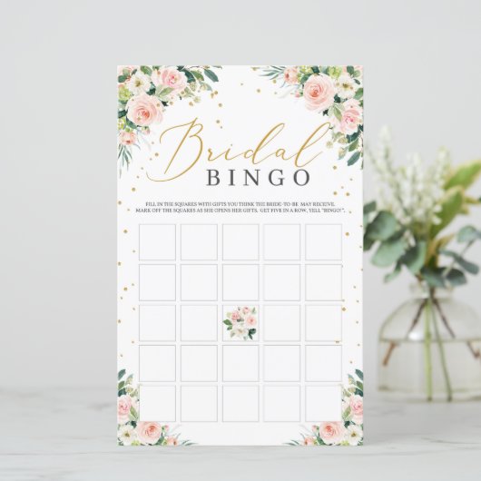 Blütengrünes Brautparty Bingokarte (Stehend Vorderseite)