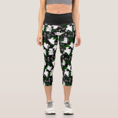 Blütenhalloween ghosts Blume schwarz Capri Leggings (Vorderseite)