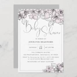 Blütenhandgezogene Blume Baby Girl Dusche Einladung