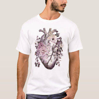 Blütenherz Anatomie rosa Wasserfarbe T-Shirt
