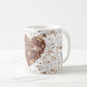 Blütenherz aus Kaffeebohnen Kaffeetasse (VorderseiteRechts)