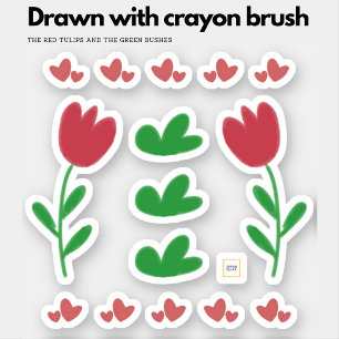 Blütenherzen in roten und grünen Sträuchern Aufkleber