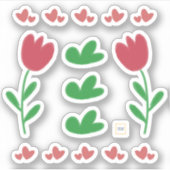 Blütenherzen in roten und grünen Sträuchern Aufkleber (Vorderseite)