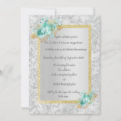 Blütenhochzeit aus Silbermarmor mit Aqua-Gold Einladung (Vorderseite)