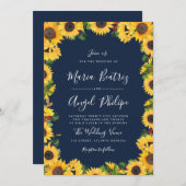 Blütenhochzeit der Navy Einladung (Vorne/Hinten)