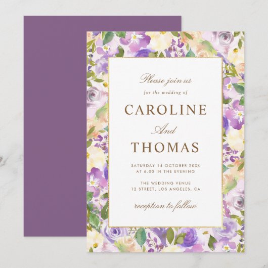 Blütenhochzeit Einladung (Vorne/Hinten)