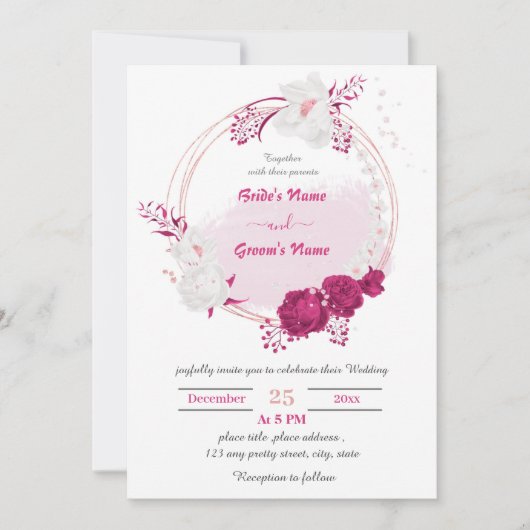 Blütenhochzeit Einladung (Vorderseite)