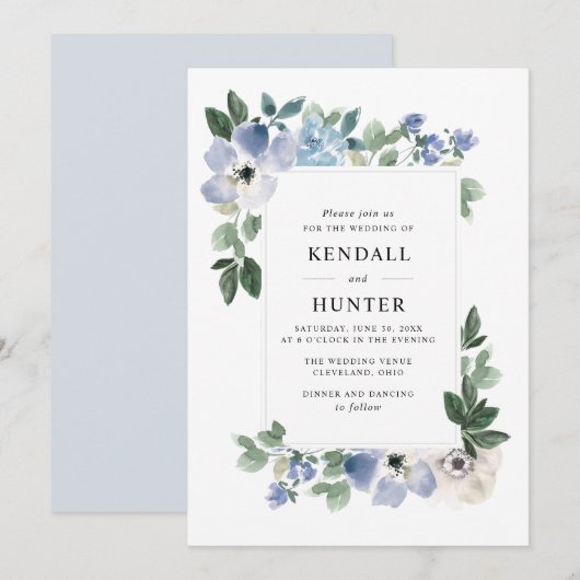 Blütenhochzeit Einladung (Vorne/Hinten)