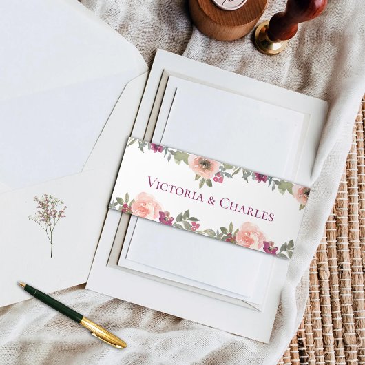 Blütenhochzeit Einladungsbanderole