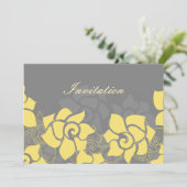 Blütenhochzeit "gelb grau" einladung (Stehend Vorderseite)