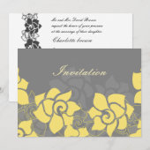 Blütenhochzeit "gelb grau" einladung (Vorne/Hinten)