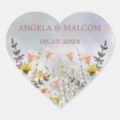 Blütenhochzeit Herz-Aufkleber (Vorderseite)