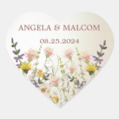 Blütenhochzeit Herz-Aufkleber (Vorderseite)